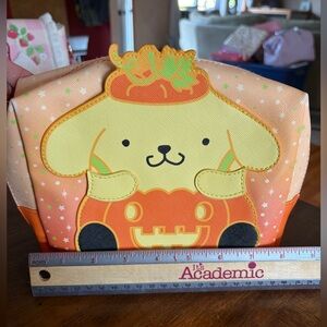 Sanrio Pom Pom Purin Orange and Yellow Pumpkin Cosmetic Pouch